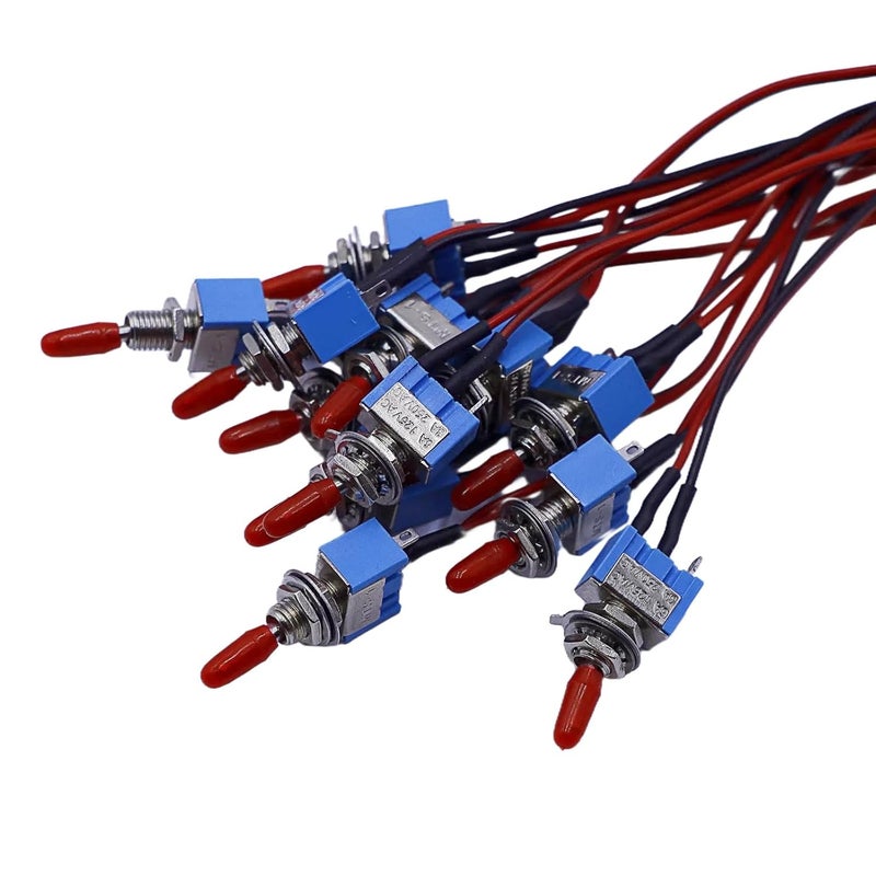 EGSCST 12PCS Mini Toggle Switch SPST with Pre-soldered Wires 6A 3V/5V/12V/24V/72V/110V/220V/240V Miniature ON/Off 3 Pin 2 Position Micro Rocker Switches - Image 5